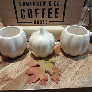 3 piece white stoneware pumpkin bundle